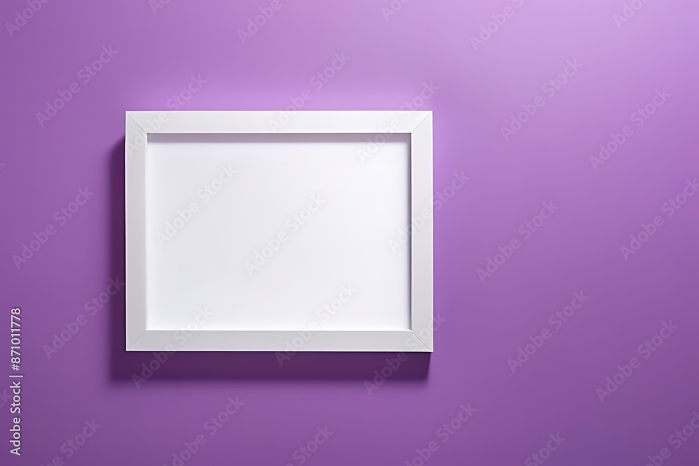 Mock-up white background frame on purple wall Mock-up white background frame on purple wall