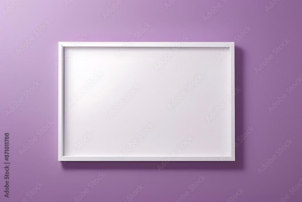 Mock-up white background frame on purple wall Mock-up white background frame on purple wall