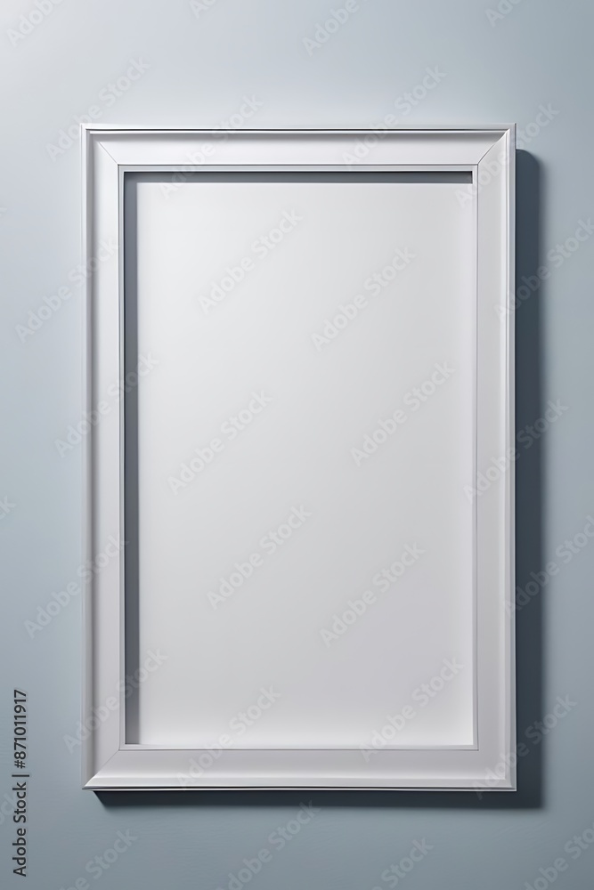 Mock-up of white frame on blue wall Mock-up of white frame on blue wall
