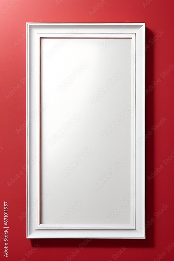 Mock-up of white frame on red wall Mock-up of white frame on red wall