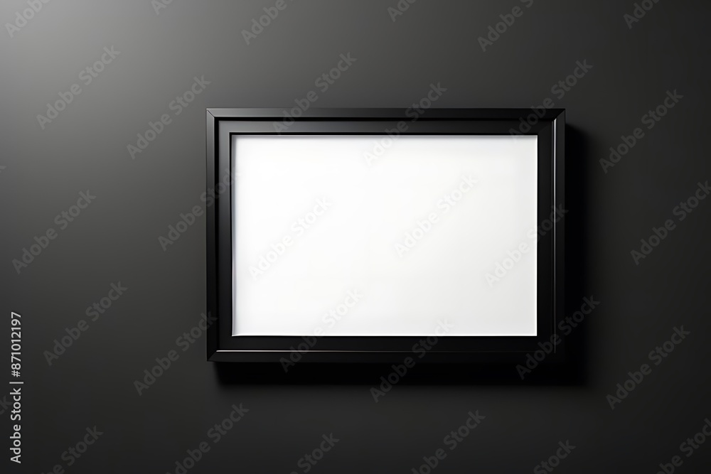 Mock-up white background frame on black wall