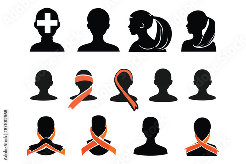 Leukemia awareness day vector elements illustration silhouette icon