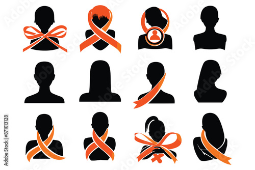 Leukemia awareness day vector elements illustration silhouette icon