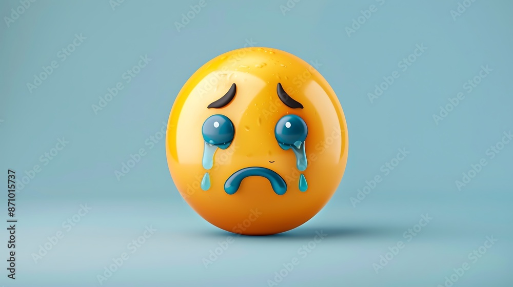 Design an emoji overwhelmed by grief, shedding tears. Design an emoji overwhelmed by grief, shedding tears.