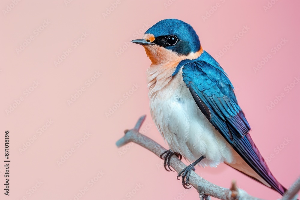 Swallow, isolated on pastel background, stock photographic style Swallow, isolated on pastel background, stock photographic style