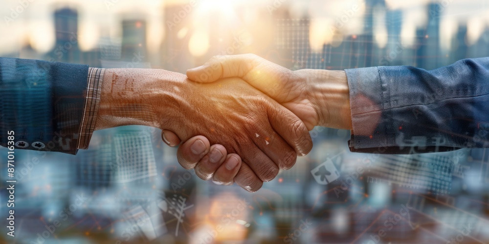 Business Handshakes and Urban Connections. Generated AI Business Handshakes and Urban Connections. Generated AI