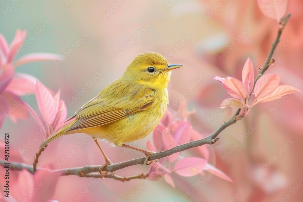 Warbler, isolated on pastel background, stock photographic style Warbler, isolated on pastel background, stock photographic style