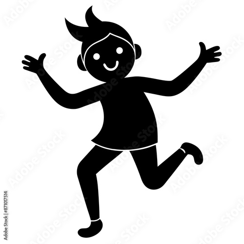 happy dance sticker silhouette vector art illustration