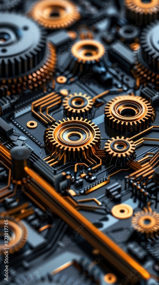 Close-up of intricate copper and black gears and mechanical parts, showcasing detailed interlocking components and industrial precision. Close-up of intricate copper and black gears and mechanical parts, showcasing detailed interlocking components and industrial precision.