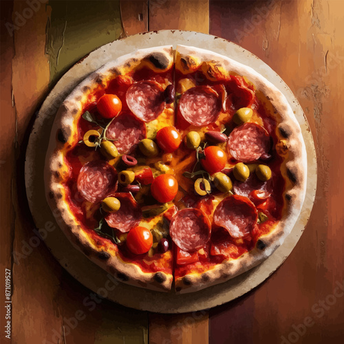 pizza on a table