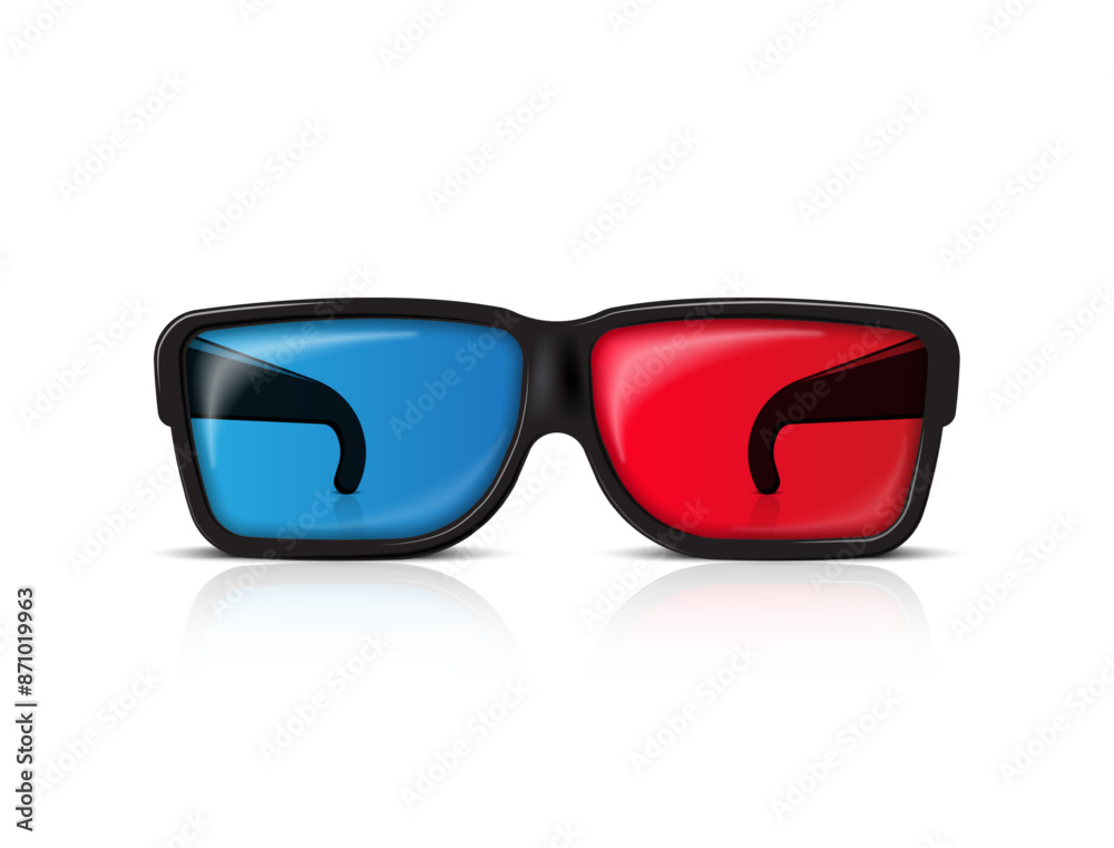 Fototapeta premium realistic cinema 3d glasses red and blue