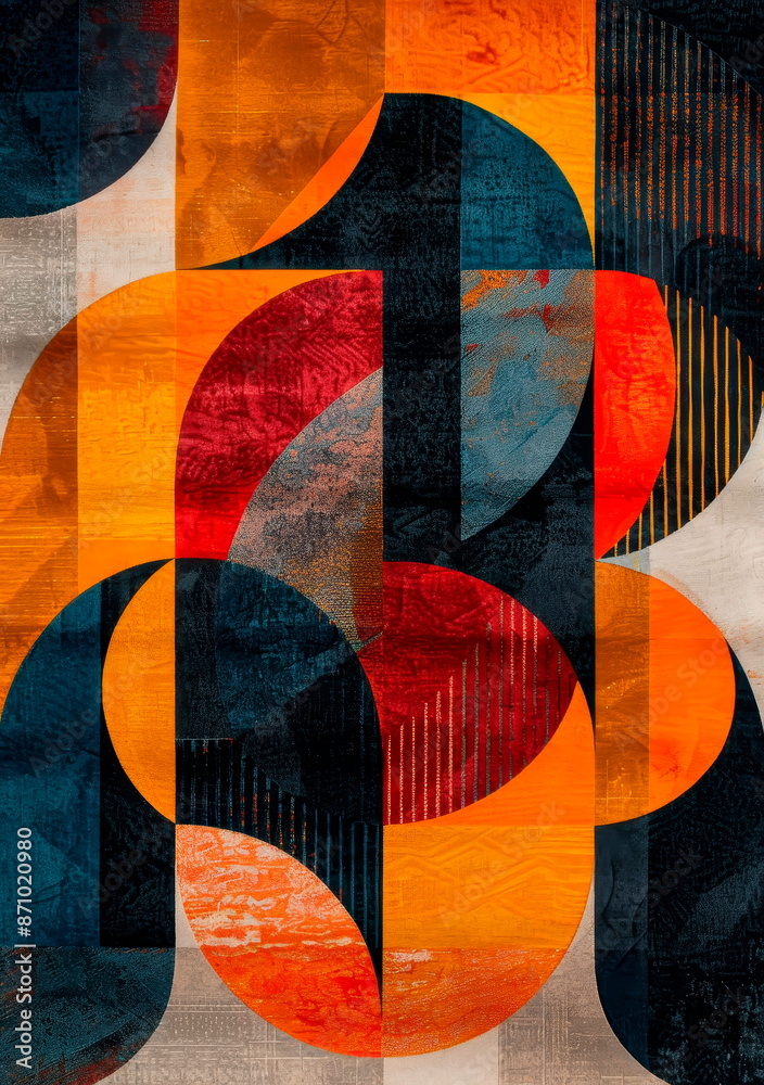 Fototapeta premium Geometric patterns with bold colors and sharp lines, offering a modern and stylish aesthetic.