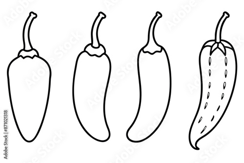 Jalapenos hand-sketched line art food illustration style