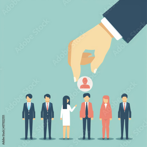 Selection of personnel for a company or office. Illustration dedicated to recruiting people. Hiring workers concept.