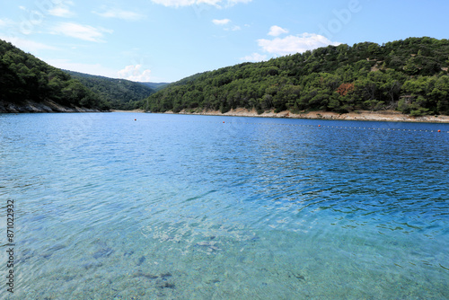 Blue sea in a lovely bay of Povlja, island Brac, Croatia