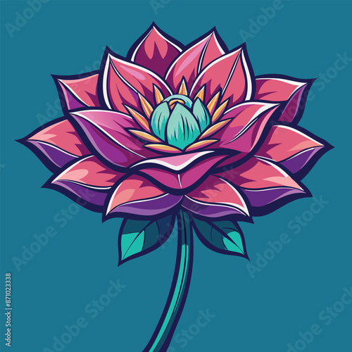 a visual novel-style digital artwork with a solitary flower on a stark background with strong lines and a simple colour scheme