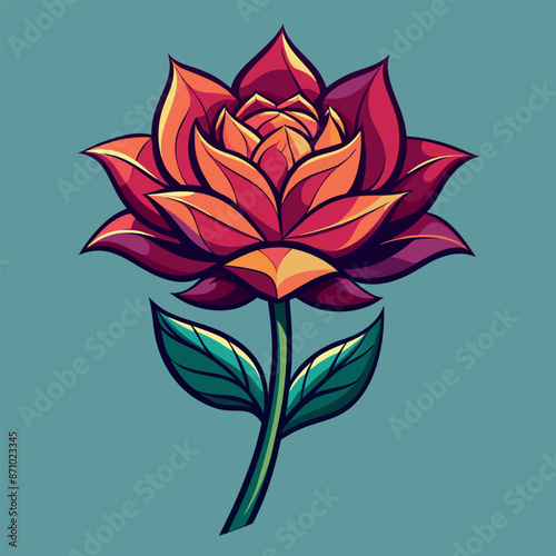 a visual novel-style digital artwork with a solitary flower on a stark background with strong lines and a simple colour scheme