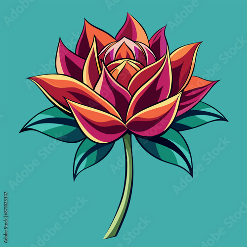 a visual novel-style digital artwork with a solitary flower on a stark background with strong lines and a simple colour scheme