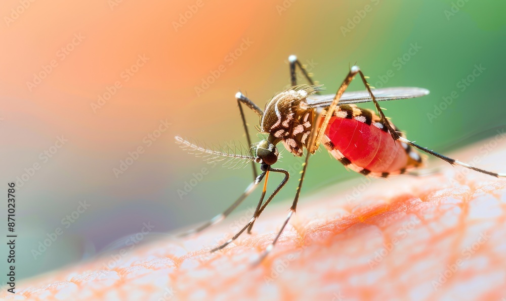 A Mosquito Bites a Person: Full-Bellied and Blood-Filled A Mosquito Bites a Person: Full-Bellied and Blood-Filled