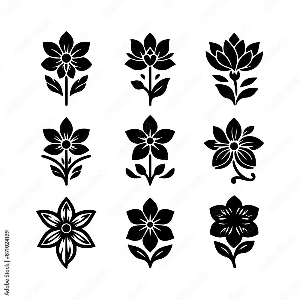 Fototapeta premium Creative Set of a vector flower outline design