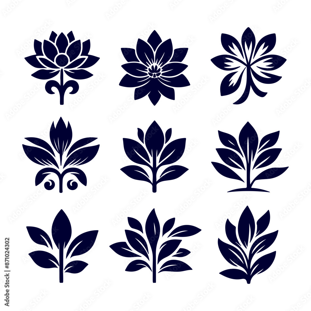 Obraz premium Creative Set of a vector flower outline design