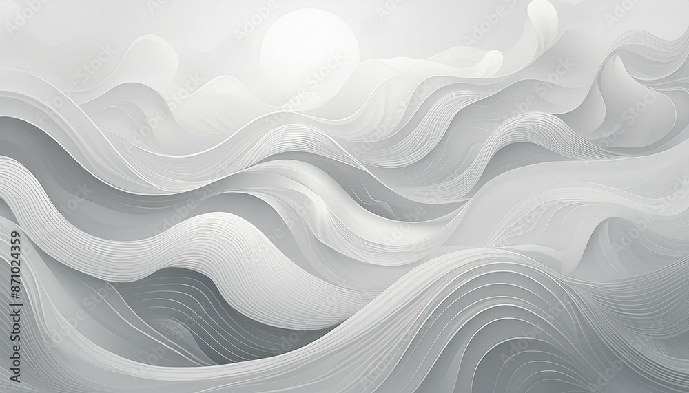 Obraz premium background with waves in white and light gray