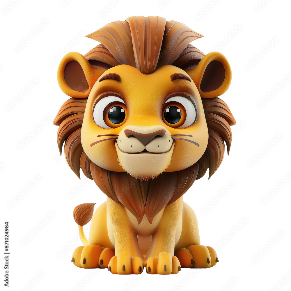 Obraz premium cute toy lion memoji emoji icon 3d render isolated on white, transparent background png