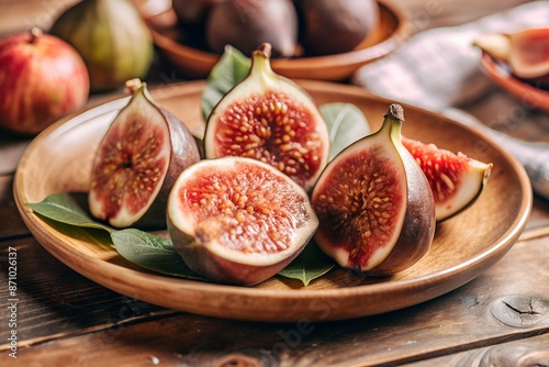 Close-up of Fresh Figs With Leaves