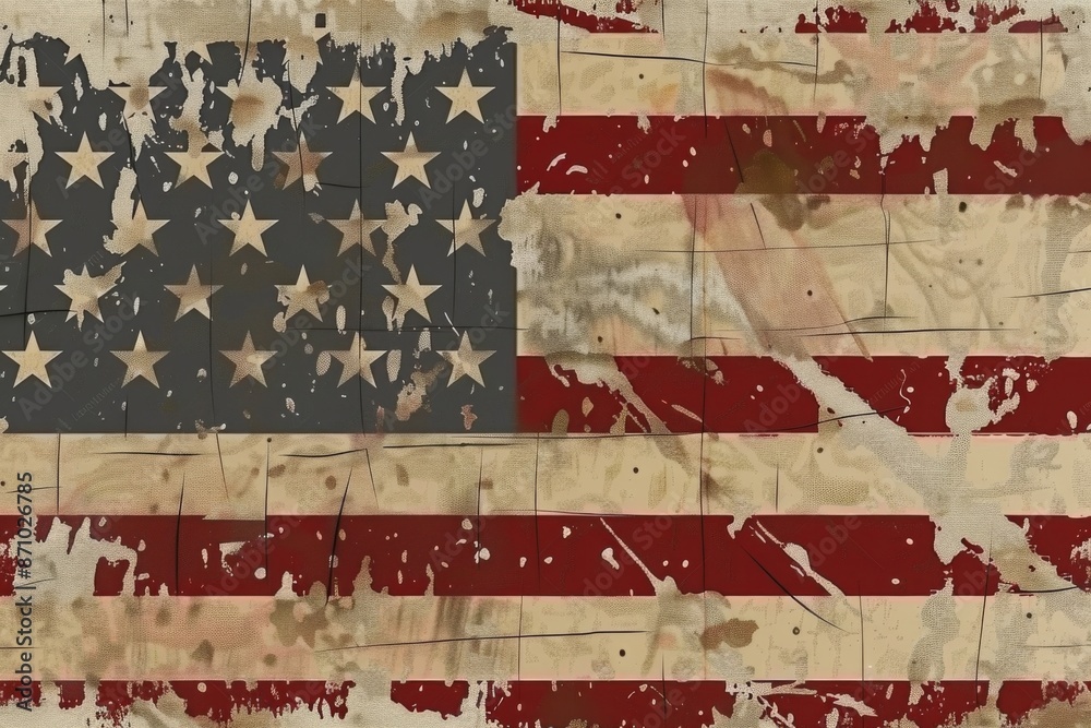 A distressed American flag illustration, perfect for honoring veterans on Veteran's Day. Ideal for print and digital use. A distressed American flag illustration, perfect for honoring veterans on Veteran's Day. Ideal for print and digital use.