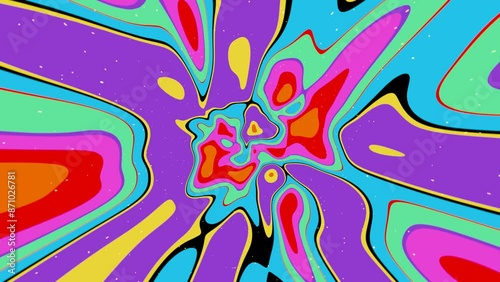 Pop art psychedelic colorful noisy pattern animation in style of 90s comic