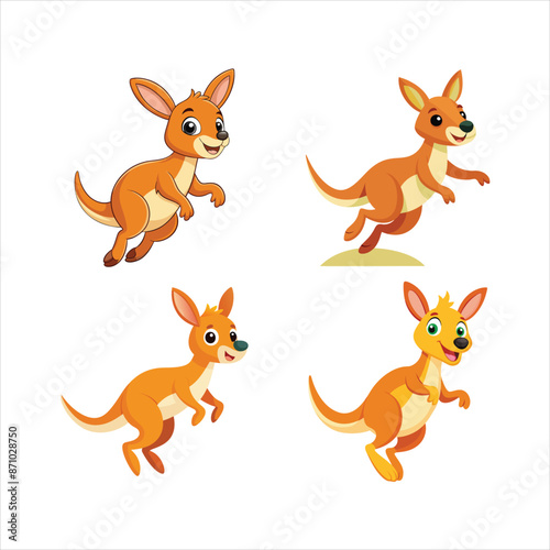Cartoon cute little kangaroo jumping vector art