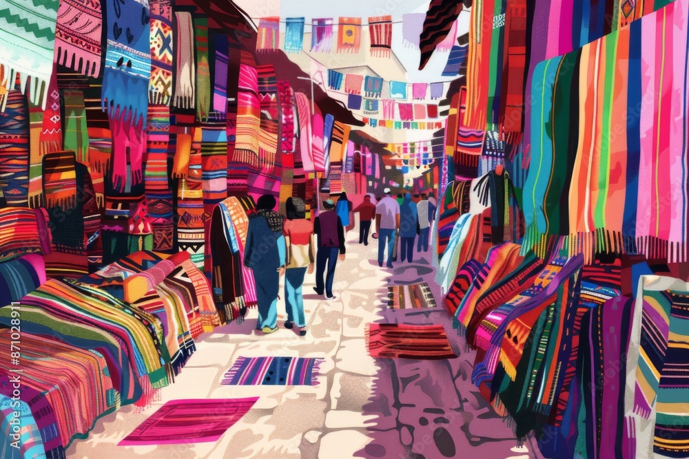 A kaleidoscope of colors and patterns from diverse cultures, showcasing traditional attire and fabrics. The atmosphere is lively and festive, with vendors and shoppers mingling together. A kaleidoscope of colors and patterns from diverse cultures, showcasing traditional attire and fabrics. The atmosphere is lively and festive, with vendors and shoppers mingling together.