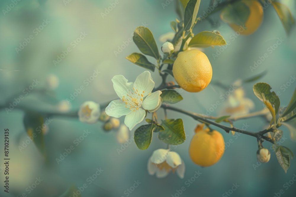 A picture of a lemon tree with a bunch of ripe lemons, suitable for use in food or agriculture-related contexts A picture of a lemon tree with a bunch of ripe lemons, suitable for use in food or agriculture-related contexts