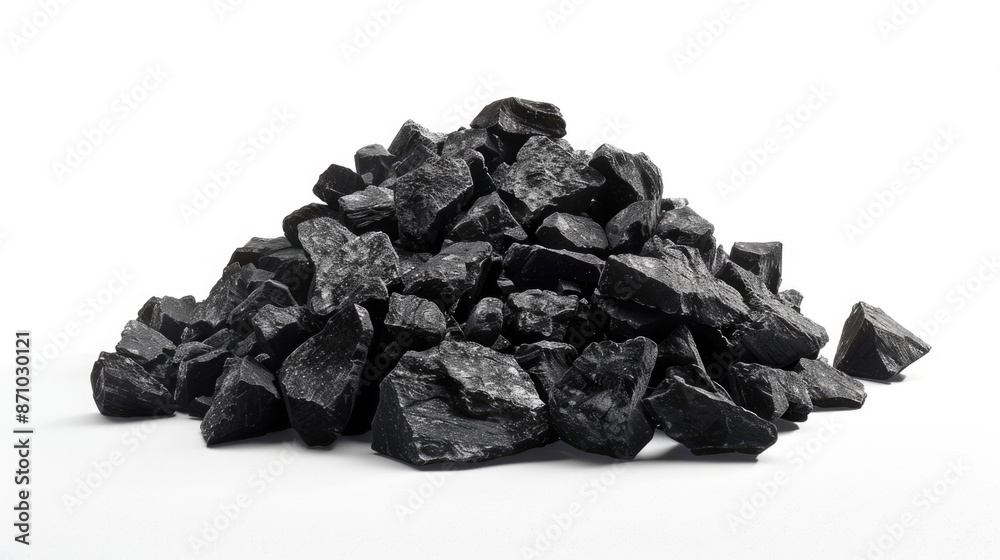 A pile of coal sitting on a white surface A pile of coal sitting on a white surface