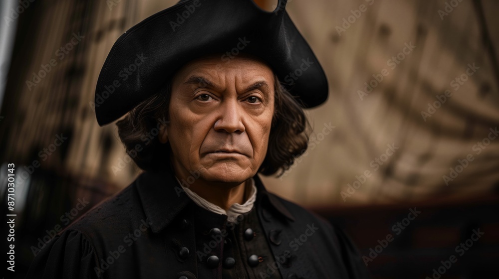 A portrait painting of Christopher Columbus A portrait painting of Christopher Columbus