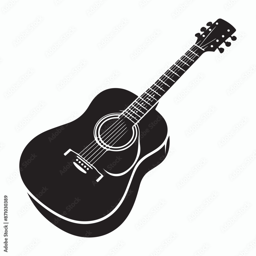 Fototapeta premium Acoustic guitar silhouette vector