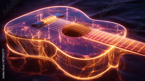 Guitar with Light Strings and Visible Musical Waves