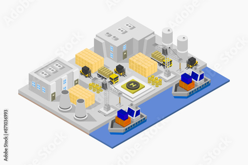 Isometric seaport