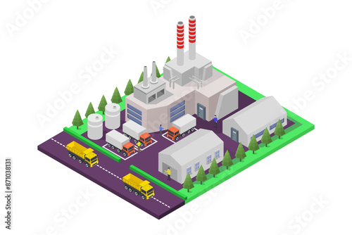 Factory Plant Industrial Isometric