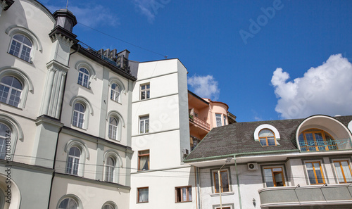 Residential buildings of the old town in Uzhhorod, Ukraine. photo