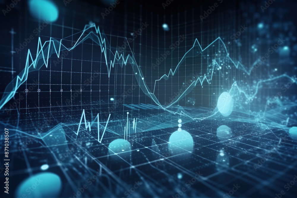 generated illustration of Financial chart with up trend line graph. Wealth management with risk diversification generated illustration of Financial chart with up trend line graph. Wealth management with risk diversification