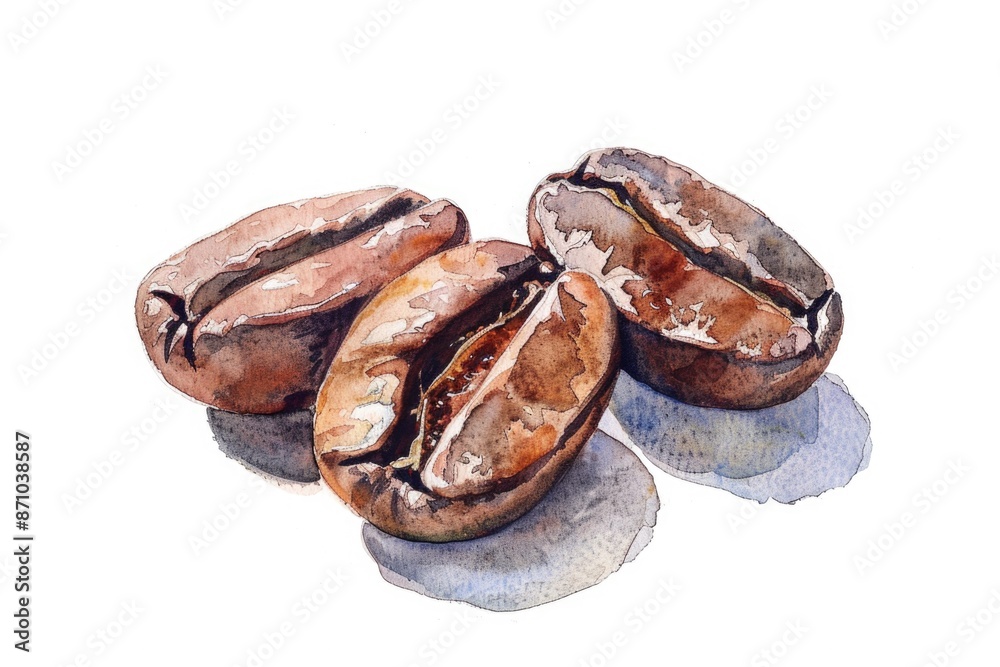 A colorful illustration of three coffee beans against a white background, perfect for use in food or beverage-related contexts A colorful illustration of three coffee beans against a white background, perfect for use in food or beverage-related contexts