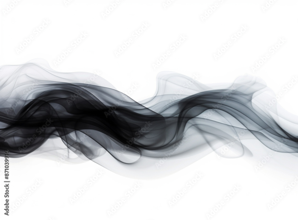 Black smoke isolated on white background abstract, generative ai Black smoke isolated on white background abstract, generative ai