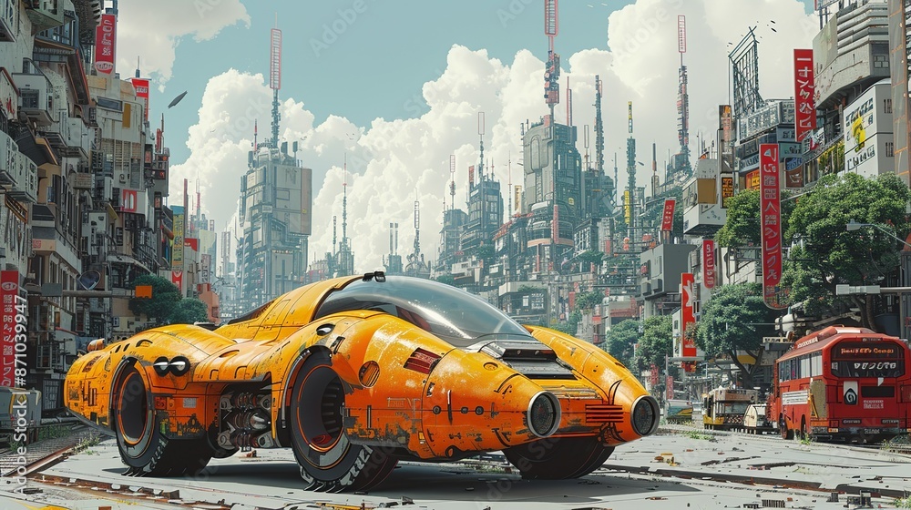 Obraz premium Graphic novel depicting fictional narratives set in industrial dystopias, exploring themes of technology and social inequality. , Minimalism,