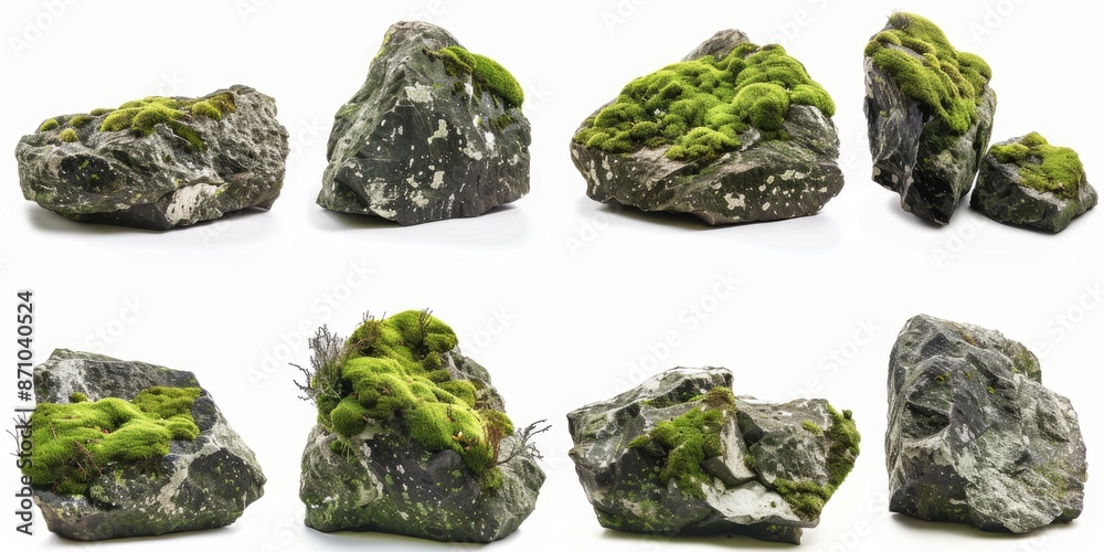 Close-up view of moss growing on rocks, perfect for nature and environmental themed projects Close-up view of moss growing on rocks, perfect for nature and environmental themed projects
