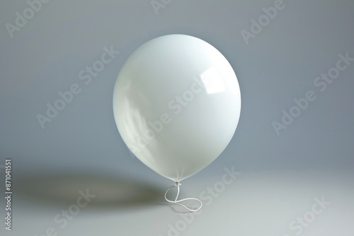 A simple white balloon tied to a string, often used for decoration or as a symbol of innocence