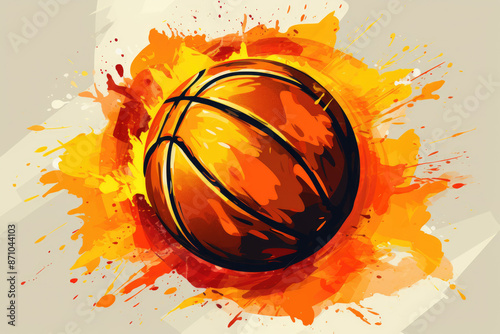 generated illustration of Abstract watercolor design of a basketball