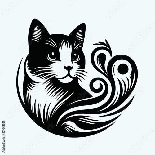 Black and white cat Vector
