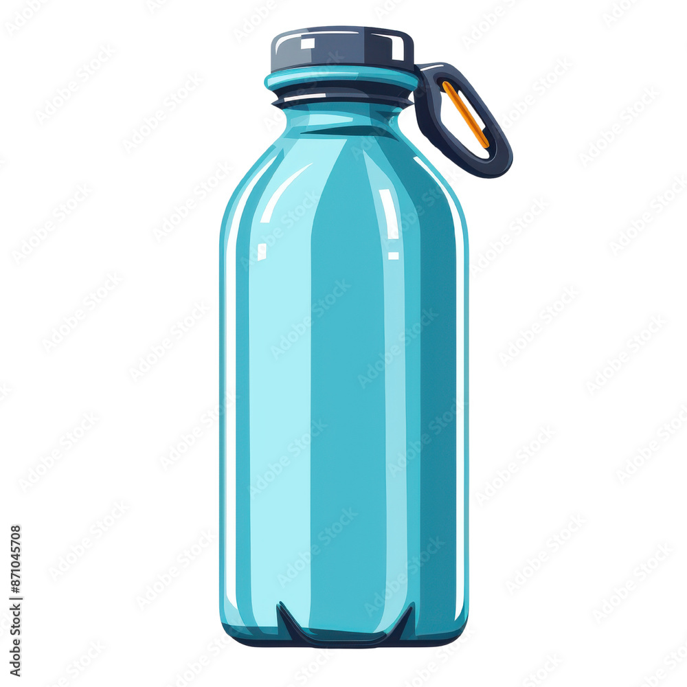 Vector illustration of a blue water bottle with a cap and handle. Perfect for travel, sports, or daily use. High resolution, isolated on white. Vector illustration of a blue water bottle with a cap and handle. Perfect for travel, sports, or daily use. High resolution, isolated on white.