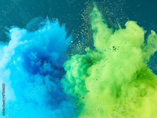 Green and Blue Powder, Generative AI Illustration
